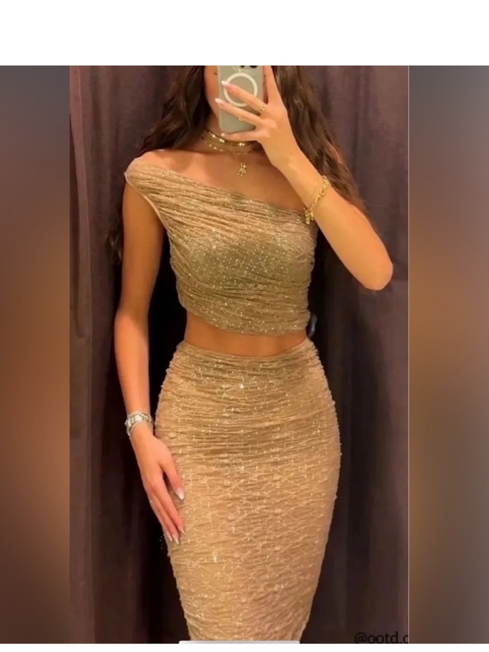 Zara Shiny Lace Midi skirt